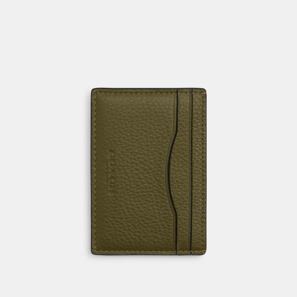 Coach 🆕 Men's Card Case With Money Clip olive green